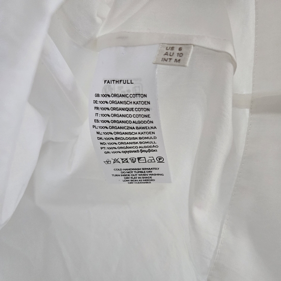 NWT Faithfull Aleza Top Blouse White 100% Cotton Flare Long Sleeve NEW Size Med - Picture 5 of 9